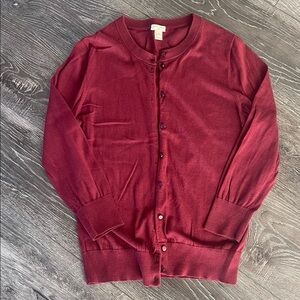 J. Crew Burgundy Classic Cotton Button-Up Cardigan Sweater